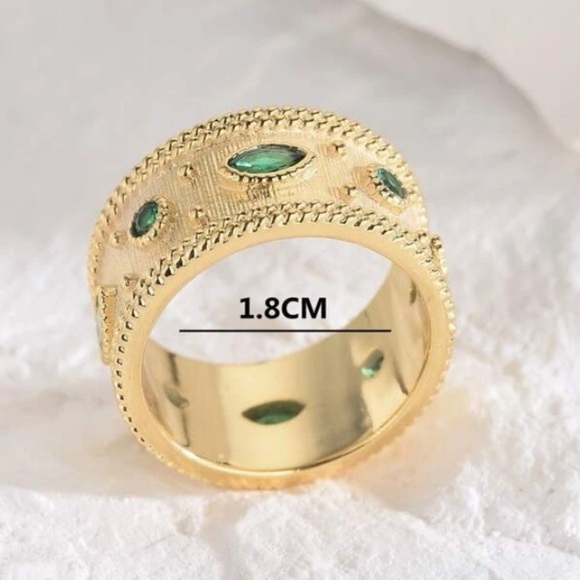 Gold Plated Peridot Zircon Band Ring - Picture 6 of 6